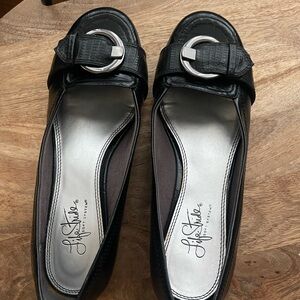 Life Stride Black Loafers with Buckle Detail